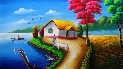 easy village painting